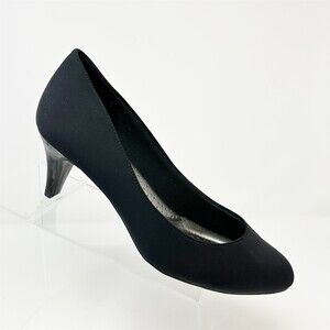 Abella Women's Dress Pumps Black Round Toe Mid Heel Comfort Size 10 Wide